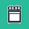 Blue Oven icon isolated on green background. Stove gas oven sign. Vector