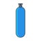 Blue Oxygen gas tank. Flat line vector illustration.