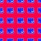 Blue Package box with check mark icon isolated seamless pattern on red background. Parcel box. Approved delivery or