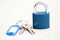 Blue padlock with keys