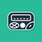 Blue Pager icon isolated on green background. Vintage 1990s electronics messenger. Vector