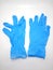 Blue pair rubber medical gloves