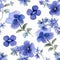 Blue Pansies Flower Seamless Floral Pattern On White Background