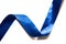 Blue pantone ribbon on the white background. Stylish holidays decoration, 2020 new year colours trends