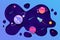 Blue paper space cut background with galaxy, planets and stars.