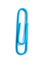 blue paperclip on white background