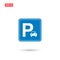 Blue parking sign vector with car isolated