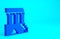 Blue Parthenon from Athens, Acropolis, Greece icon isolated on blue background. Greek ancient national landmark
