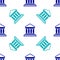 Blue Parthenon from Athens, Acropolis, Greece icon isolated seamless pattern on white background. Greek ancient national landmark