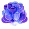Blue party balloon 3d illustration, birthday balloons bunch colorful purple