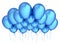 Blue party balloons group flying up. happy birthday decoration