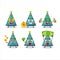 Blue party hat cartoon character with cute emoticon bring money