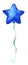 Blue party star-shaped balloon on a green ribbon. Hand-drawn watercolor illustration on white background