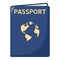 Blue Passport Flat Icon Isolated on White