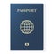 Blue passport isolated on white. International identification document for travel. Vector illustration.