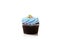 Blue Pastel chocolate cupcake on white
