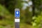 Blue path marker of a nature preserve