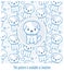 Blue pattern with dogs drawn in kawaii style with -applied swatch