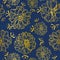 Blue pattern with golden flower.