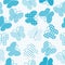 Blue patterned butterflies seamless