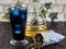 Blue pea flower iced tea