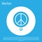 Blue Peace icon isolated on blue background. Hippie symbol of peace. White circle button. Vector