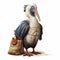 Blue Pelican In Traditional Bavarian Clothing With Potato Sack