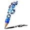 Blue pencil creative with gears.