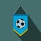 Blue pennant with soccer ball flat icon
