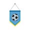 Blue pennant with soccer ball flat icon