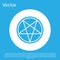 Blue Pentagram in a circle icon isolated on blue background. Magic occult star symbol. White circle button. Vector