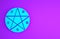 Blue Pentagram in a circle icon isolated on purple background. Magic occult star symbol. Minimalism concept. 3d