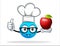 Blue people chef with apple