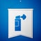 Blue Pepper spray icon isolated on blue background. OC gas. Capsicum self defense aerosol. White pennant template