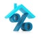 Blue percent sign under roof ()