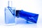 Blue perfume bottle and blue pack