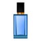 Blue perfume bottle mockup, realistic style