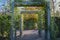 Blue pergola in autumn