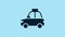 Blue Pet car taxi icon isolated on blue background. 4K Video motion graphic animation