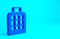 Blue Pet carry case icon isolated on blue background. Carrier for animals, dog and cat. Container for animals. Animal