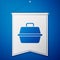 Blue Pet carry case icon isolated on blue background. Carrier for animals, dog and cat. Container for animals. Animal