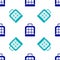 Blue Pet carry case icon isolated seamless pattern on white background. Carrier for animals, dog and cat. Container for