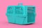 Blue Pet Travel Plastic Cage Carrier Box Mock Up Duotone. 3d Rendering