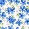 Blue petal flower watercolor seamless pattern