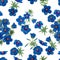 Blue petals flowering plant seamless repeat pattern, illustration watercolor hand painting of garden pimpernel flower blossom on