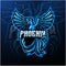 Blue phoenix esport mascot logo design