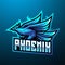 Blue phoenix mascot logo illustration