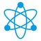 Blue Physics icon on white background. Physics sign vector eps10. Electron  sign.
