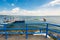 Blue pier on Zemplinska Sirava lake
