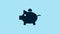 Blue Piggy bank icon isolated on blue background. Icon saving or accumulation of money, investment. 4K Video motion